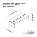 Ver imagem 3 de Estação de Trabalho Mesa Plataforma Escritório para 4 Pessoas Dupla com Caixa de Tomada Pé Painel Bege/Nogueira Casblanca/Preto