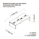 Ver imagem 3 de Estação de Trabalho Mesa Plataforma Escritório para 4 Pessoas Dupla com Caixa de Tomada Pé Painel Marrom/Walnut/Preto