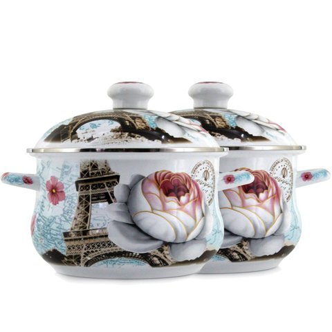 Kit 2 Panelas Premium Aço Esmaltadas Paris 22cm 3,7l