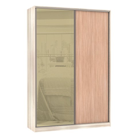 Guarda-roupa Solteiro Luciane 2 Portas de Correr 3 Gavetas Prime Plus Alumínio com Vidro 8 Cm