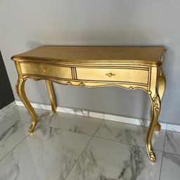 Escrivaninha Clássica Luís Xv Folheada a Ouro - 3