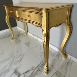 Escrivaninha Clássica Luís Xv Folheada a Ouro - 7