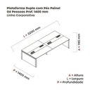 Ver imagem 3 de Estação de Trabalho Mesa Plataforma Escritório para 4 Pessoas Dupla com Caixa de Tomada Pé Painel Branco