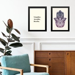 Kit 2 Quadros Lei Atração - Manifestação Sonhos 24x18cm - com Vidro:moldura Preta - 1 Kit 2 Quadros Lei Atração - Manifestação Sonhos 24x18cm - com Vidro:moldura Preta - 1