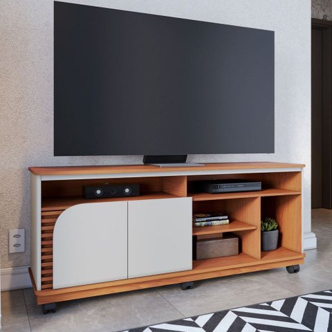 Rack para Tv até 65 Polegadas Boss 2 Portas Freijó/off White - Pnr Móveis