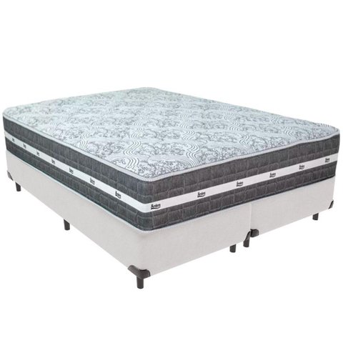 Cama Box Branco e Colchão Black Graphite Molas Ensacadas Queen 158x198x27 Anjos
