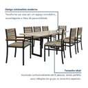 Ver imagem 6 de Conjunto Sala de Jantar Mesa 8 Cadeiras Tampo de MDF Itália Barcelona Bege Rami/Pérola/Preto