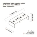 Ver imagem 3 de Estação de Trabalho Mesa Plataforma Escritório para 4 Pessoas Dupla com Caixa de Tomada Pé Painel Branco