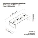 Ver imagem 3 de Estação de Trabalho Mesa Plataforma Escritório para 4 Pessoas Dupla com Caixa de Tomada Pé Painel Marrom/Walnut/Branco