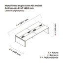 Ver imagem 3 de Estação de Trabalho Mesa Plataforma Escritório para 4 Pessoas Dupla com Caixa de Tomada Pé Painel Marrom/Noce Marromle/Cinza