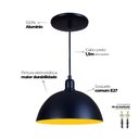 Ver imagem 4 de Pendente Meia Lua 24cm Luminária Lustre Alumínio Preto Textura C/ Amarelo