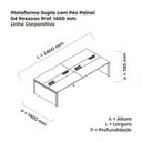 Ver imagem 3 de Estação de Trabalho Mesa Plataforma Escritório para 4 Pessoas Dupla com Caixa de Tomada Pé Painel Branco/Cinza
