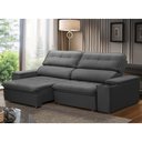 Ver imagem 2 de Sofá Retrátil Reclinável para Sala 3 Lugares 250cm Nour F04 Veludo Cinza Escuro - Lyam Decor
