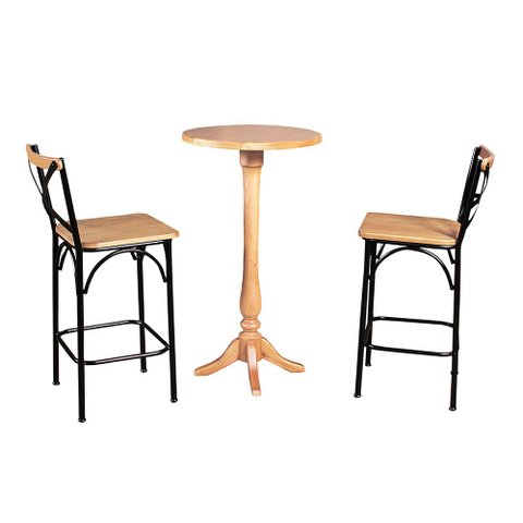 Conjunto Bistrô Industrial Mesa Madeira com 2 Banquetas Alta Paris - Natural