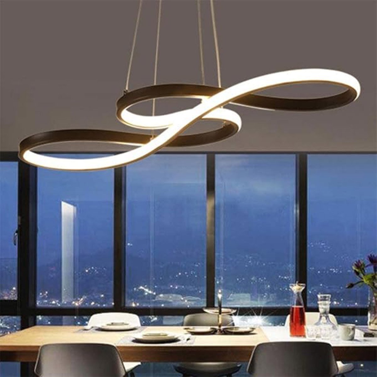 Lustre Arco Infitino 3 em 1 Pendente Led Iluminaçao Recepçao Restaurante Sala de Jantar Escritorio C - 2