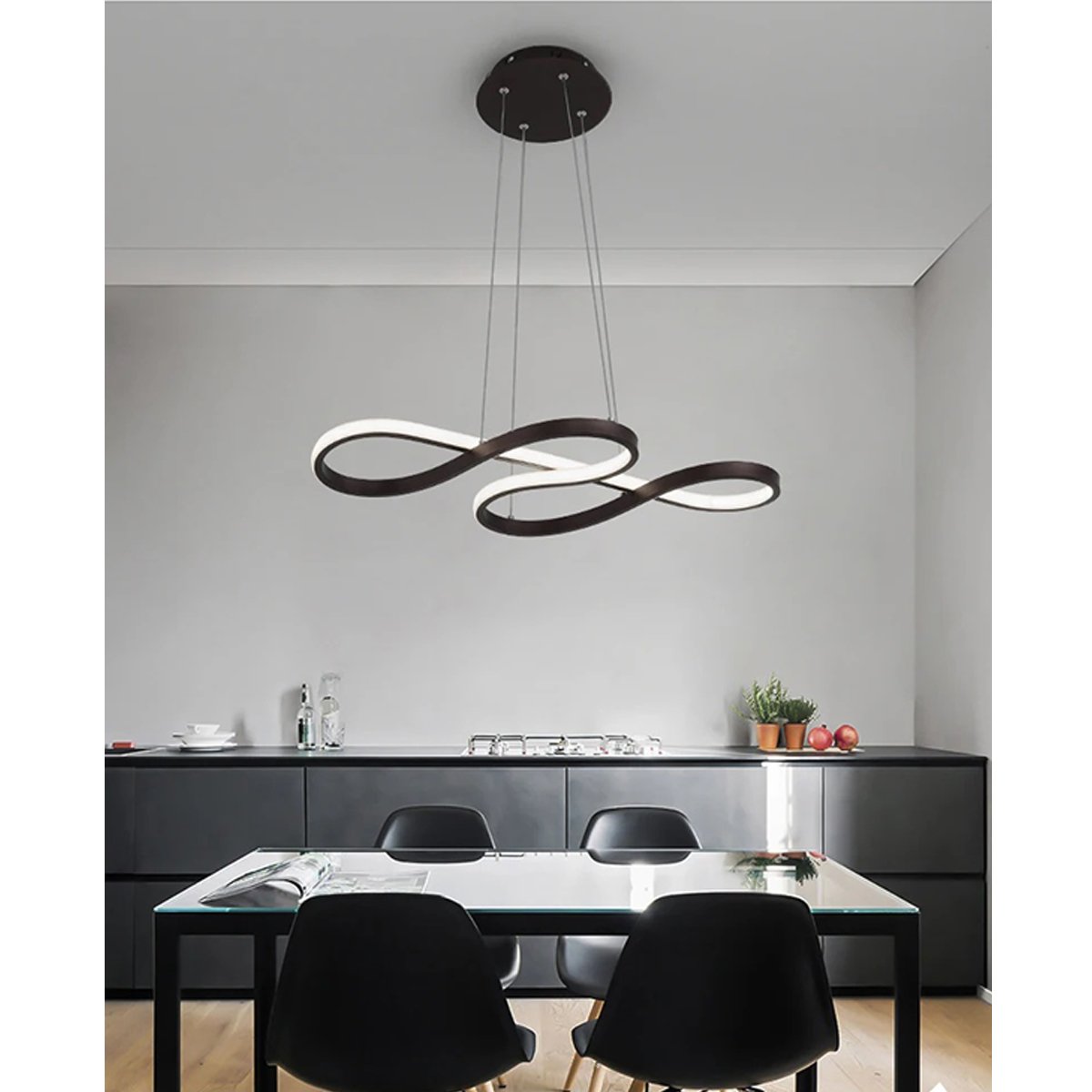 Lustre Arco Infitino 3 em 1 Pendente Led Iluminaçao Recepçao Restaurante Sala de Jantar Escritorio C - 10