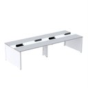 Ver imagem 1 de Estação de Trabalho Mesa Plataforma Escritório para 4 Pessoas Dupla com Caixa de Tomada Pé Painel Cinza/Branco