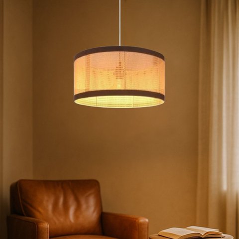 Luminária de Teto Manhattan Rattan Aconchegante Sofisticado:branco