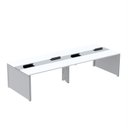 Ver imagem 1 de Estação de Trabalho Mesa Plataforma Escritório para 4 Pessoas Dupla com Caixa de Tomada Pé Painel Branco/Cinza