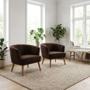 Ver imagem 1 de Conjunto 2 Poltronas Estofada para Sala de Estar Aconchegante Tecido Veludo Pés de Madeira