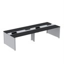 Ver imagem 1 de Estação de Trabalho Mesa Plataforma Escritório para 4 Pessoas Dupla com Caixa de Tomada Pé Painel Preto/Cinza