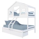 Ver imagem 2 de Beliche Casal/ Solteiro Casinha Dos Sonhos com 02 Gavetas Madeira Maciça Branco Megamobilia