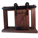 Ver imagem 1 de Kit para Porta Celeiro Cantoneira até 50cm Roldana Aparente Trilho Preto 1m