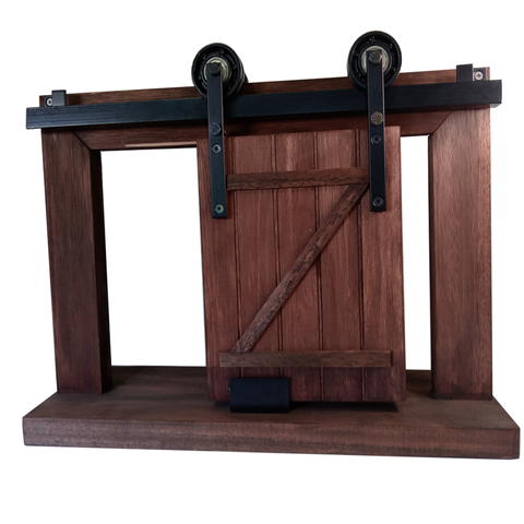 Kit para Porta Celeiro Cantoneira até 50cm Roldana Aparente Trilho Preto 1m