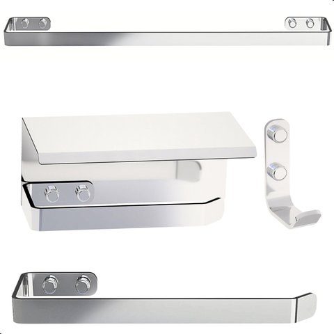 Kit de Acessórios para Banheiro Inox e Cromado 4 Peças F.max