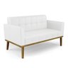 Sofá Namoradeira 2 Lugares Base de Madeira Castanho Elisa Corino Branco D03 - D'rossi - 2