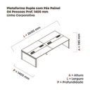 Ver imagem 3 de Estação de Trabalho Mesa Plataforma Escritório para 4 Pessoas Dupla com Caixa de Tomada Pé Painel Cinza/Preto