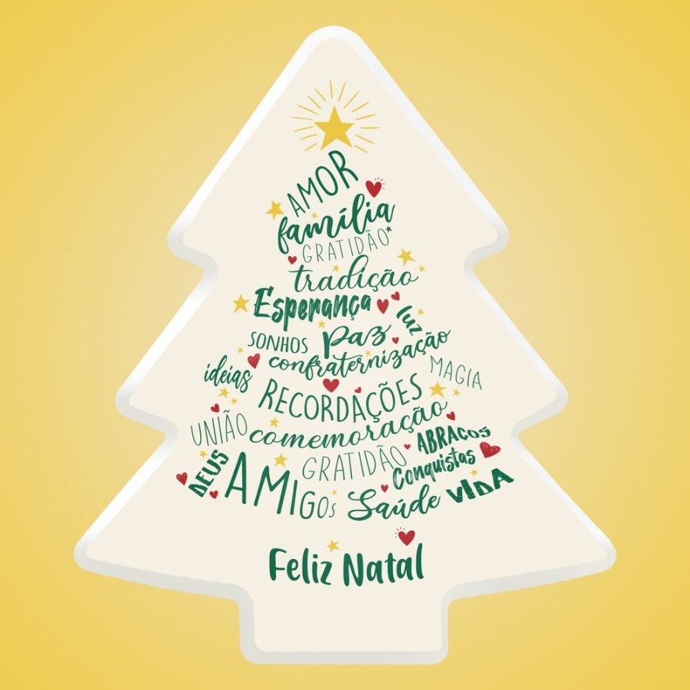 Luminária Árvore de Natal DecorFun Feliz Natal - Branca com palavras inspiradoras - 3