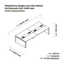 Ver imagem 3 de Estação de Trabalho Mesa Plataforma Escritório para 4 Pessoas Dupla com Caixa de Tomada Pé Painel Bege/Nogueira Casblanca/Preto