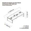 Ver imagem 3 de Estação de Trabalho Mesa Plataforma Escritório para 4 Pessoas Dupla com Caixa de Tomada Pé Painel Marrom/Walnut/Preto