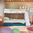 Ver imagem 6 de Treliche Infantil com Escada Nichos e Cama Auxiliar Branco/Azul - Completa Móveis