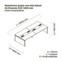 Ver imagem 3 de Estação de Trabalho Mesa Plataforma Escritório para 4 Pessoas Dupla com Caixa de Tomada Pé Painel Preto/Branco