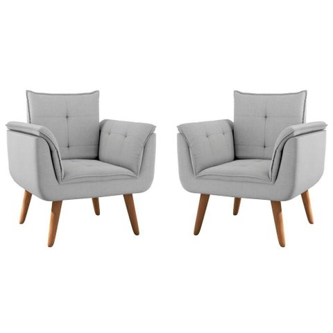 Jogo de Poltronas Maya Reclinável Linho Cinza 82cm 2 Framar