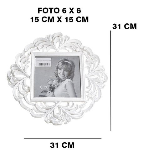 Porta Retrato Branco Poliresina Imperial Requinte 31x31:Branco - 3