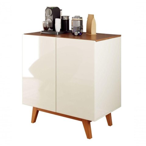 Buffet Aparador Café Prime 2 Portas Off White com Freijó - Moveisaqui