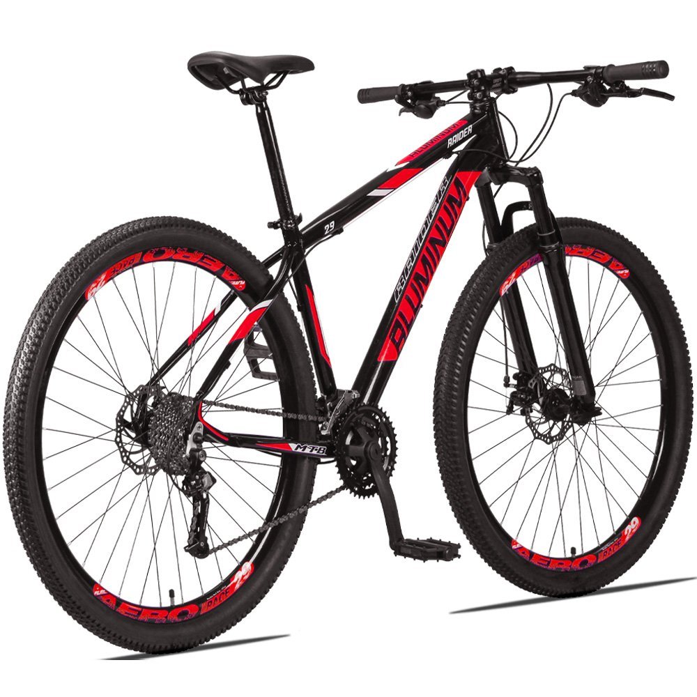 Bicicleta Aro 29 Raider Aluminum 27v Freio a Disco Preto e Vermelho Tam: 21 - 2