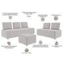 Ver imagem 5 de Sofá 6 Lugares para Sala de Estar Living Modular Adah M03 Linho Cinza - Lyam Decor