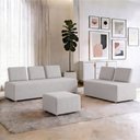 Ver imagem 3 de Sofá 6 Lugares para Sala de Estar Living Modular Adah M03 Linho Cinza - Lyam Decor