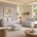 Ver imagem 4 de Sofá 6 Lugares para Sala de Estar Living Modular Adah M03 Linho Cinza - Lyam Decor