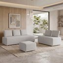 Ver imagem 1 de Sofá 6 Lugares para Sala de Estar Living Modular Adah M03 Linho Cinza - Lyam Decor