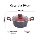 Ver imagem 2 de Panela Caçarola Nano Cerâmica Antiaderente Tampa V 20cm 2,3l