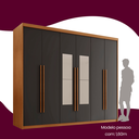 Ver imagem 6 de Guarda Roupa Casal 6 Portas 2 Gavetas com Espelho MDF Veracruz Cinza/Marromle/Grafite