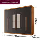 Ver imagem 3 de Guarda Roupa Casal 6 Portas 2 Gavetas com Espelho MDF Veracruz Cinza/Marromle/Grafite