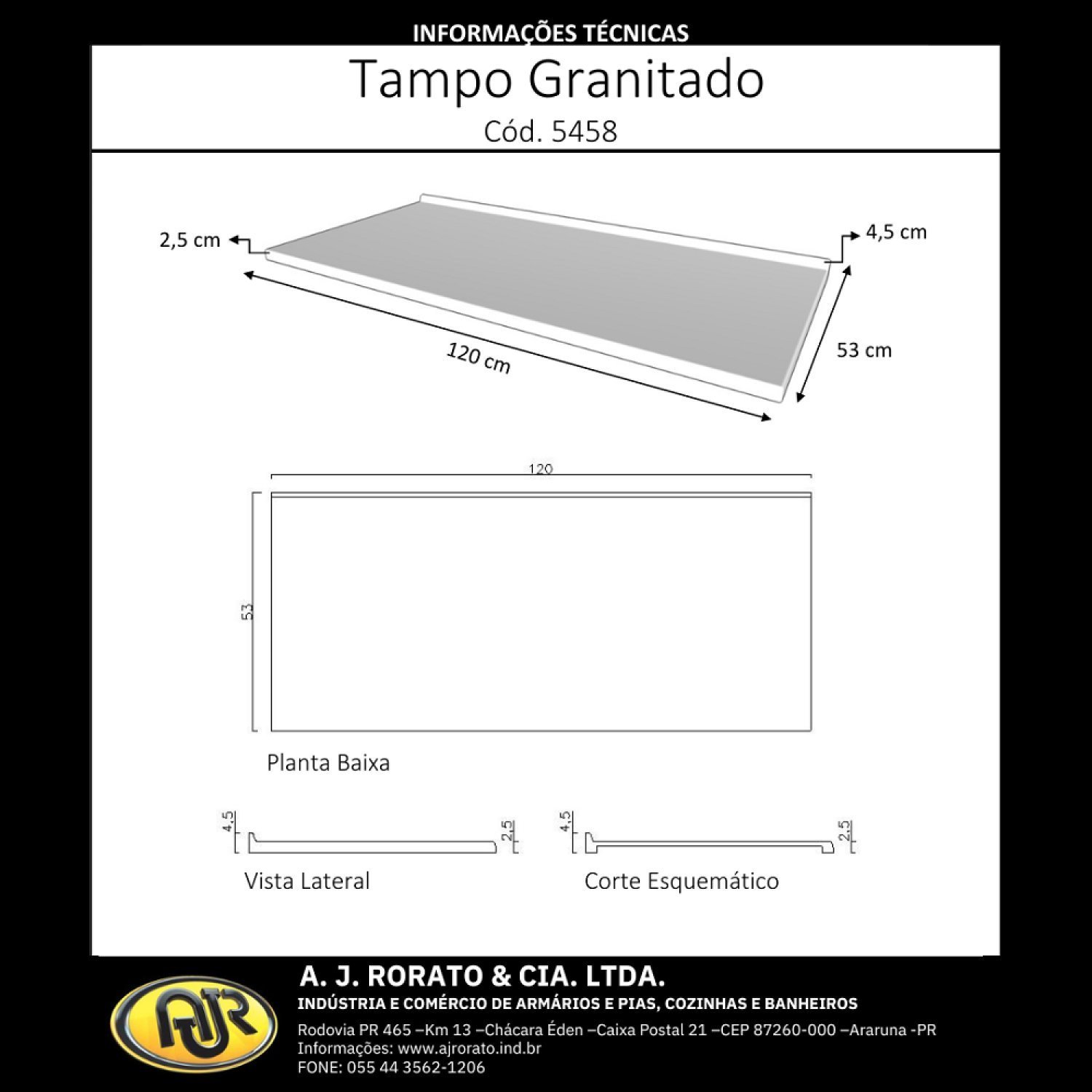 Tampo Mármore Sintético 120cmx53cm Para Balcão de Cozinha    - 3