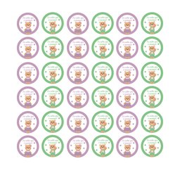 Kit 100 Adesivos Etiquetas Chá Revelação Ursinho Menino e Menino Bolinha - 1