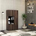 Ver imagem 5 de Armário Alto com Nicho e 03 Portas 161,5x90x42cm Wlan90 Nogal - Preto
